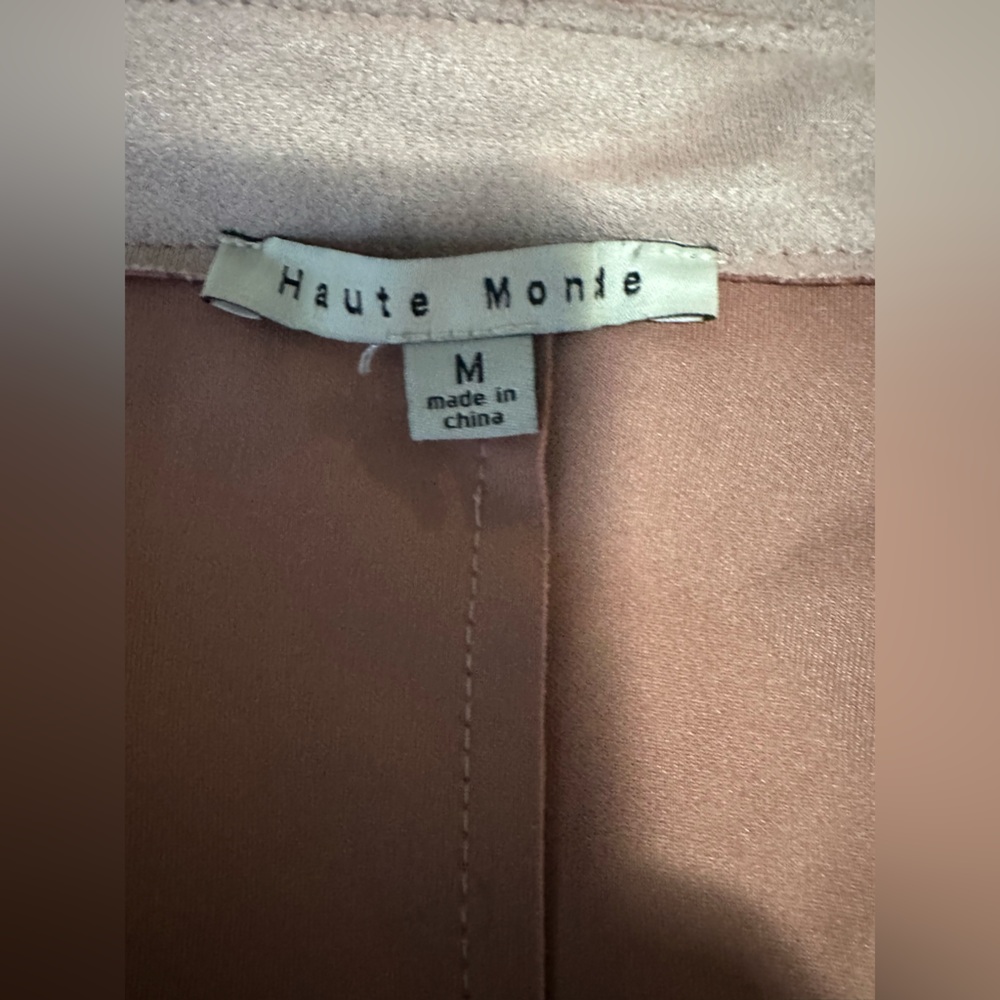Haute Monde Dusty Pink Faux Suede Belted Trench Coat - Size M - Picture 8 of 11